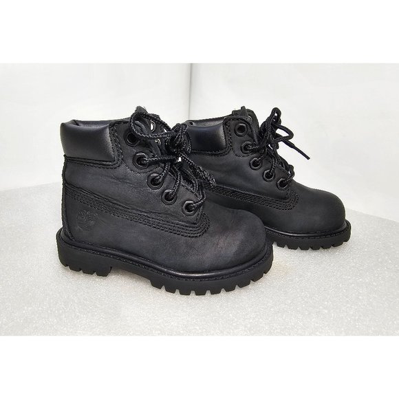 Toddler Timberland Waterproof 6" Premium Leather Black Nubuck Boots Sz 5 Medium - Picture 2 of 12